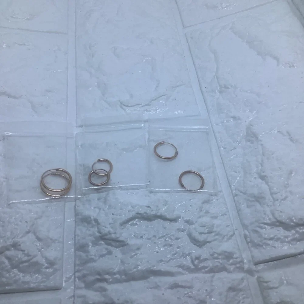 3 Pairs Rose Gold Plated Sterling Silver Hoop Earrings Cartilage Nose Lip Unisex